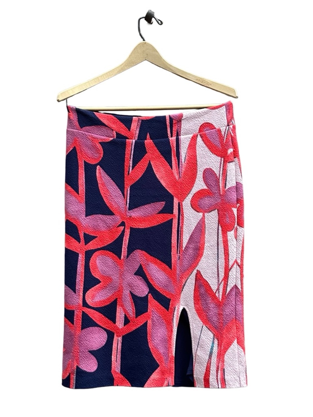 Maeve Anthropologie Cordyline Pencil Skirt Medium Navy Coral Mauve Floral Pink